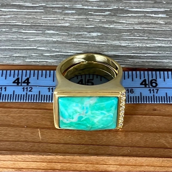 Faceted Turquoise 18k Gold Sheila Fajl GLOW Masterpiece Statement Ring Size 10 - Picture 3 of 15